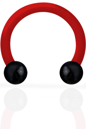 BIOPLAST MICRO CIRCULAR BARBELLS WITH BLACK STEEL BALLS